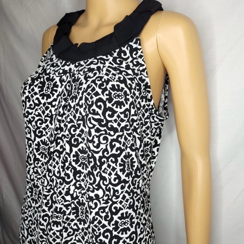 Enfocus women’s 16 sleeveless dress with jeweled, scoopneck, black/white print